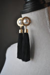 FASHION COLLECTION - GOLD CRYSTALS AND TASSLE LONG EARRINGS