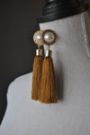 FASHION COLLECTION - BROWN TASSEL LONG STATEMENT EARRINGS