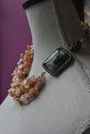 PINK PERUVIAN OPAL AND LABRADORITE ASYMMETRIC NECKLACE