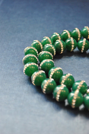 GREEN ONYX WITH SWAROVSKI CRYSTALS NECKLACE