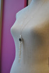 MOONSTONE, BLACK DRUZY AND CRYSTALS OVERSIZE LONG CHAIN PENDANT