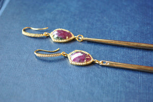 RUBY IN ZOISTE AND RHINESTONES GOLD SPIKE LONG STATEMENT EARRINGS