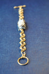 MOTHER OF PEARLS AND SWAROVSKI CRYSTALS 14KT GOLD ON SILVER CHAIN BRACELET